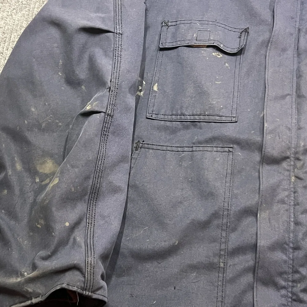 Carhartt FR Flame Resistant Men's 2XL Canvas Blue Work Coat Jacket Quilted Lined
